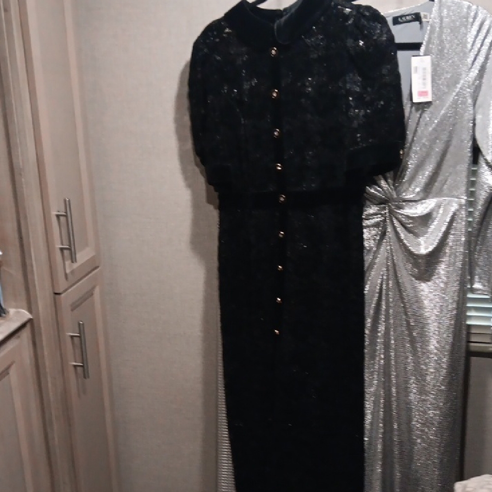 Tahari Black Lace Midi Dress